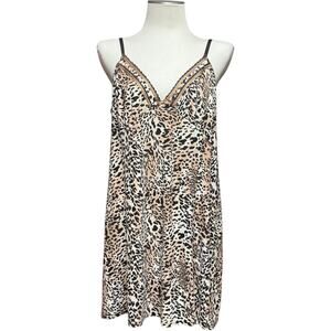 Ambrielle Woman Animal Print Cheetah Tan Brown Nightgown 2X